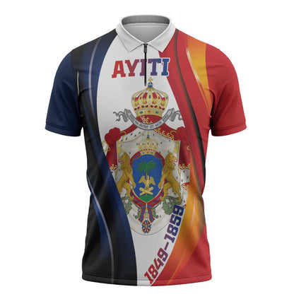Personalized Second Empire Afro-Haitians 1849-1859 Zipper Polo Shirt Dieu Ma Patrie Et Mon Epee