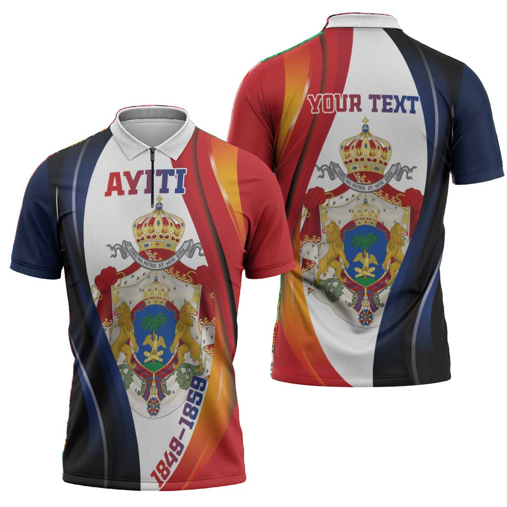Personalized Second Empire Afro-Haitians 1849-1859 Zipper Polo Shirt Dieu Ma Patrie Et Mon Epee