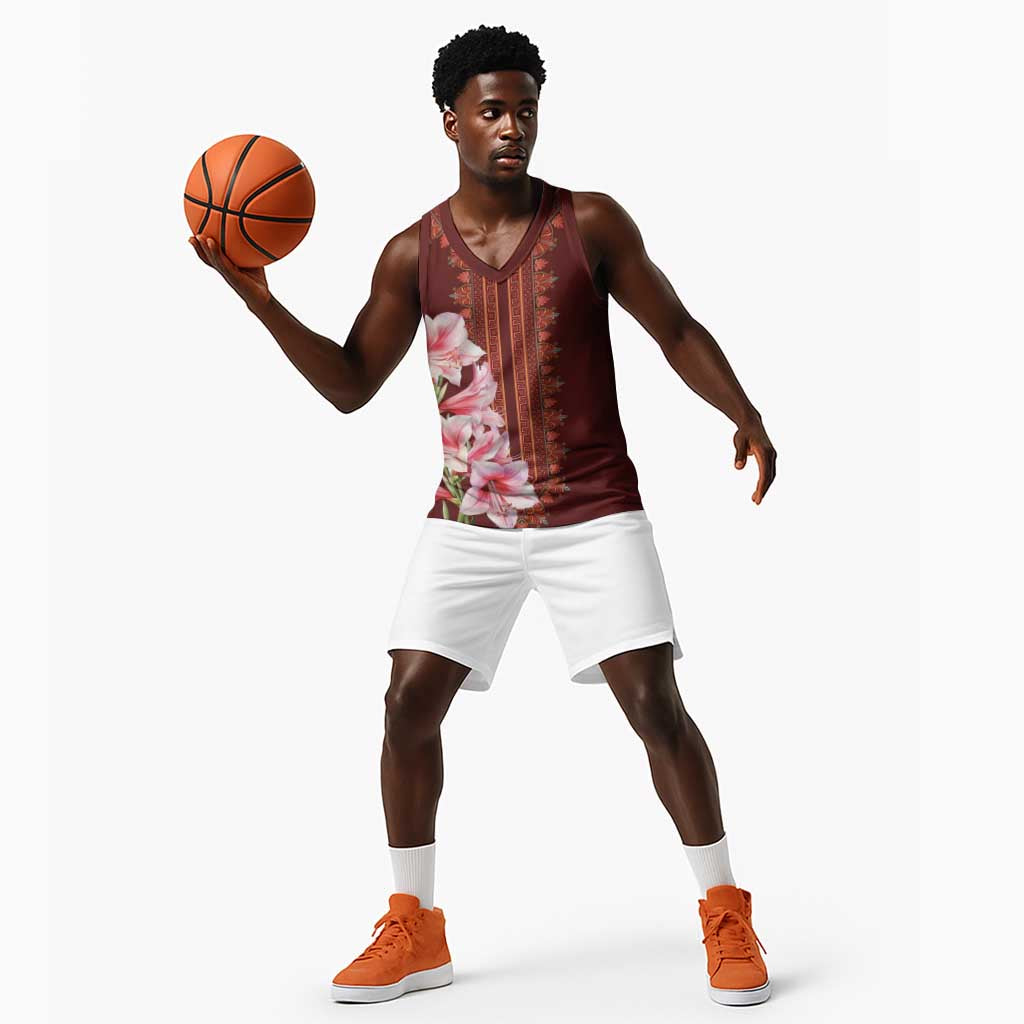 Africa Dashiki Basketball Jersey With Belladonna Lily LT18