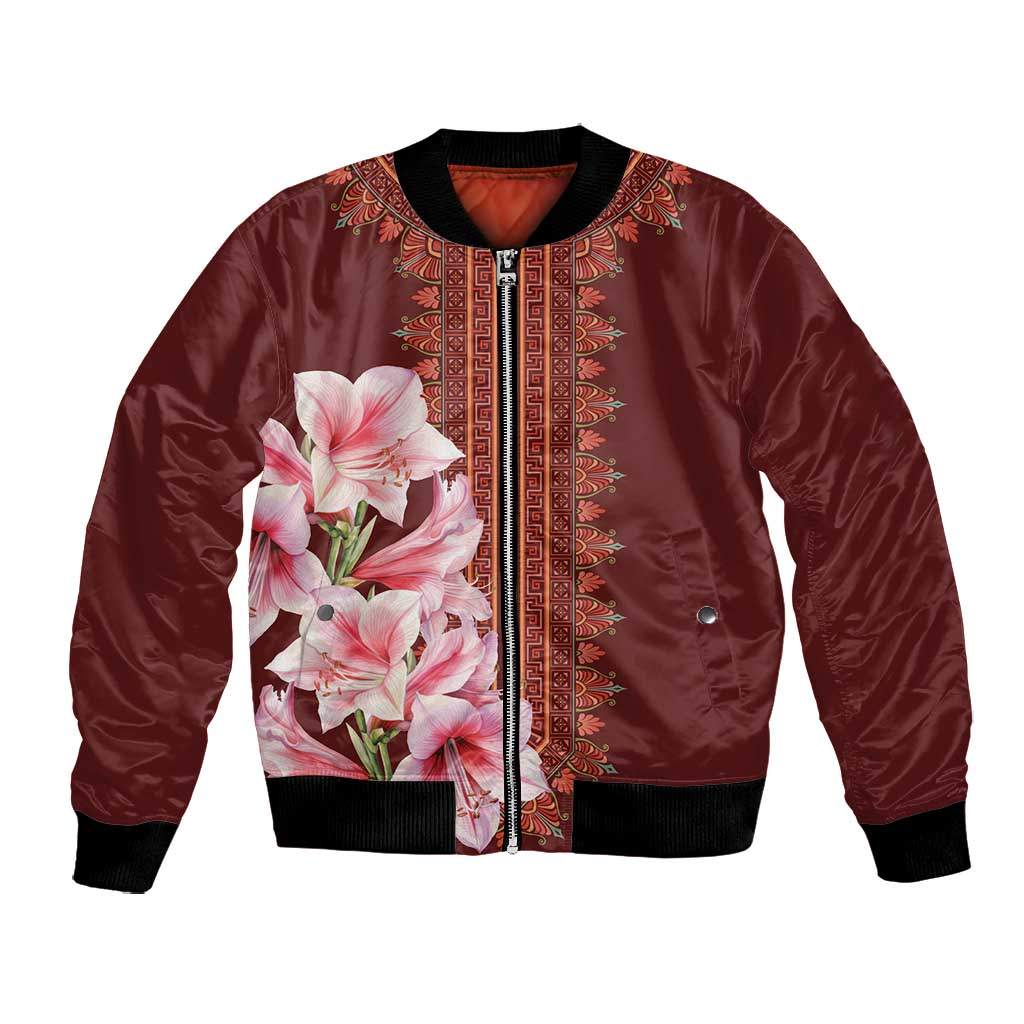 Africa Dashiki Bomber Jacket With Belladonna Lily