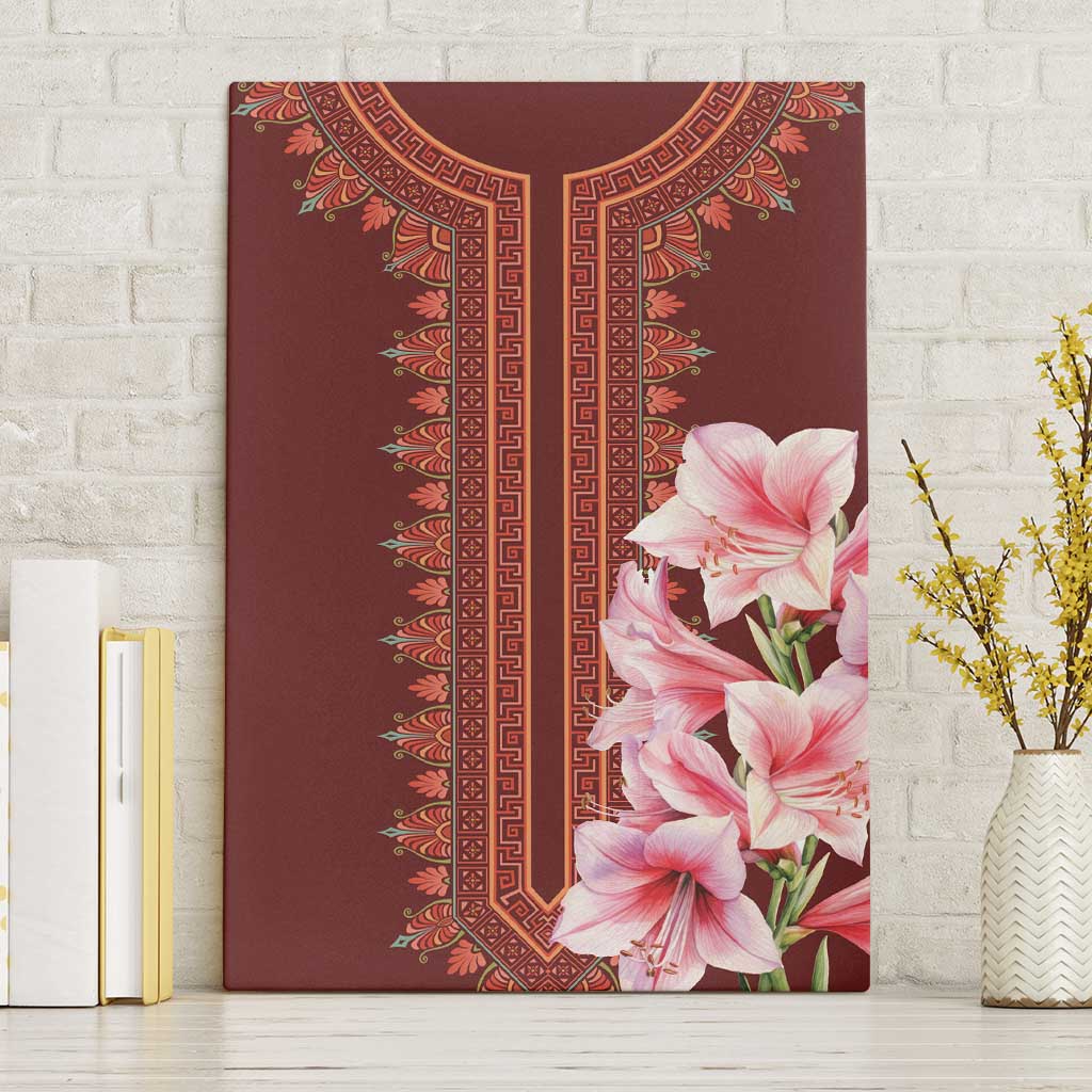 Africa Dashiki Canvas Wall Art With Belladonna Lily