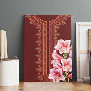 Africa Dashiki Canvas Wall Art With Belladonna Lily