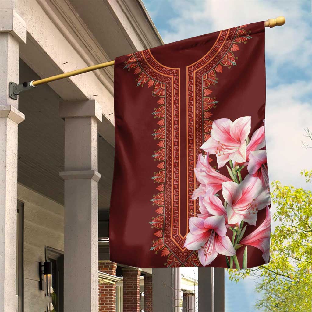 Africa Dashiki Garden Flag With Belladonna Lily