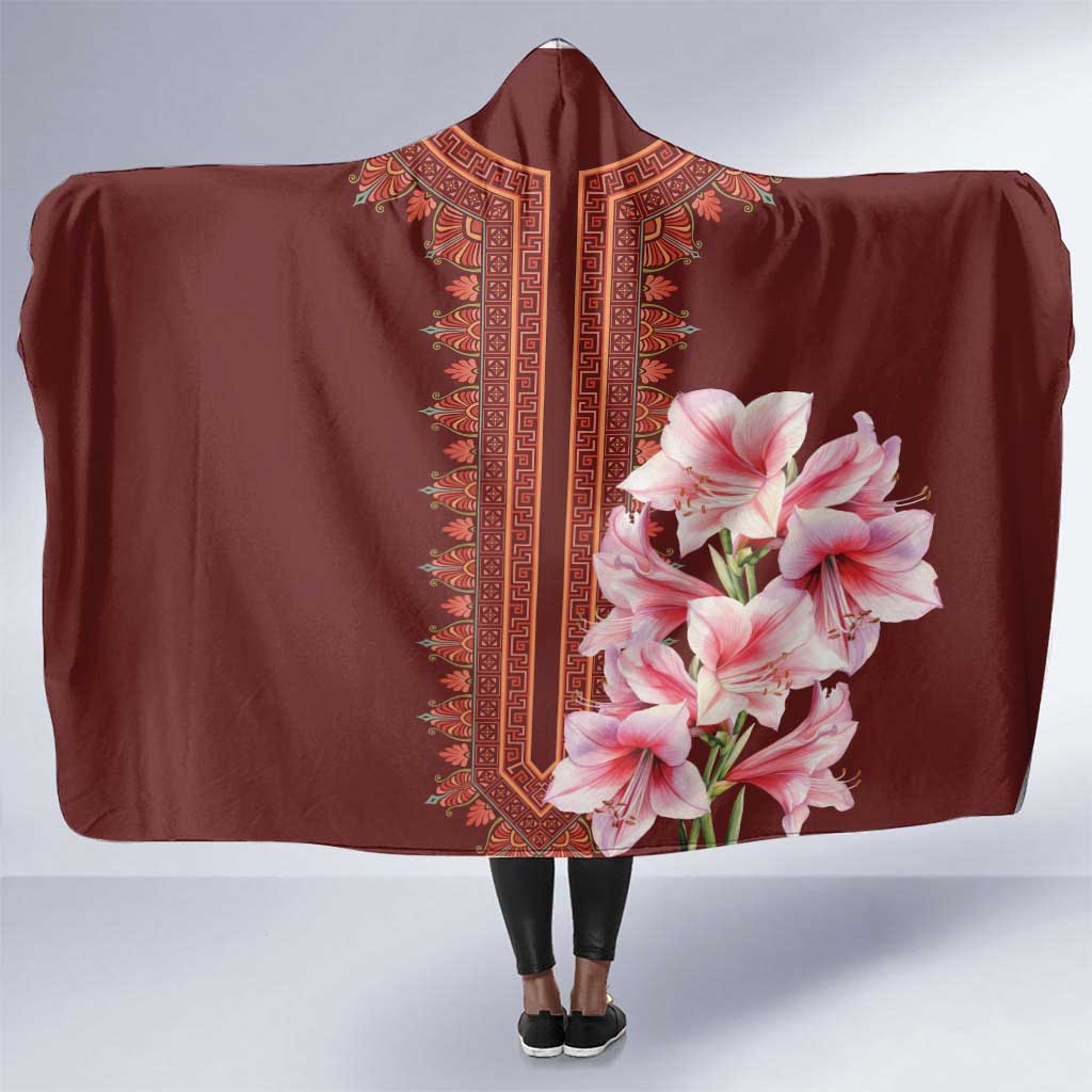 Africa Dashiki Hooded Blanket With Belladonna Lily