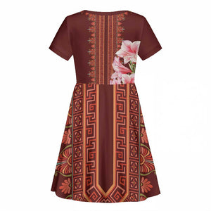 Africa Dashiki Kid Short Sleeve Dress With Belladonna Lily