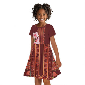 Africa Dashiki Kid Short Sleeve Dress With Belladonna Lily