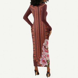 Africa Dashiki Long Sleeve Bodycon Dress With Belladonna Lily