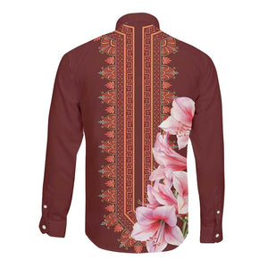 Africa Dashiki Long Sleeve Button Shirt With Belladonna Lily