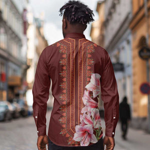 Africa Dashiki Long Sleeve Button Shirt With Belladonna Lily