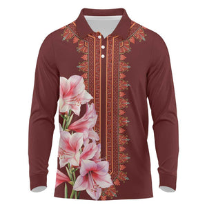 Africa Dashiki Long Sleeve Polo Shirt With Belladonna Lily