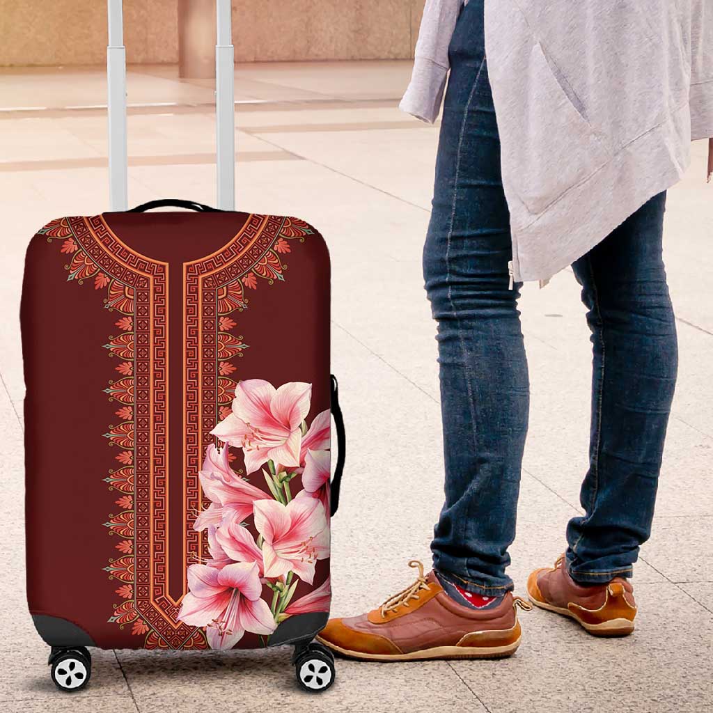 Africa Dashiki Luggage Cover With Belladonna Lily