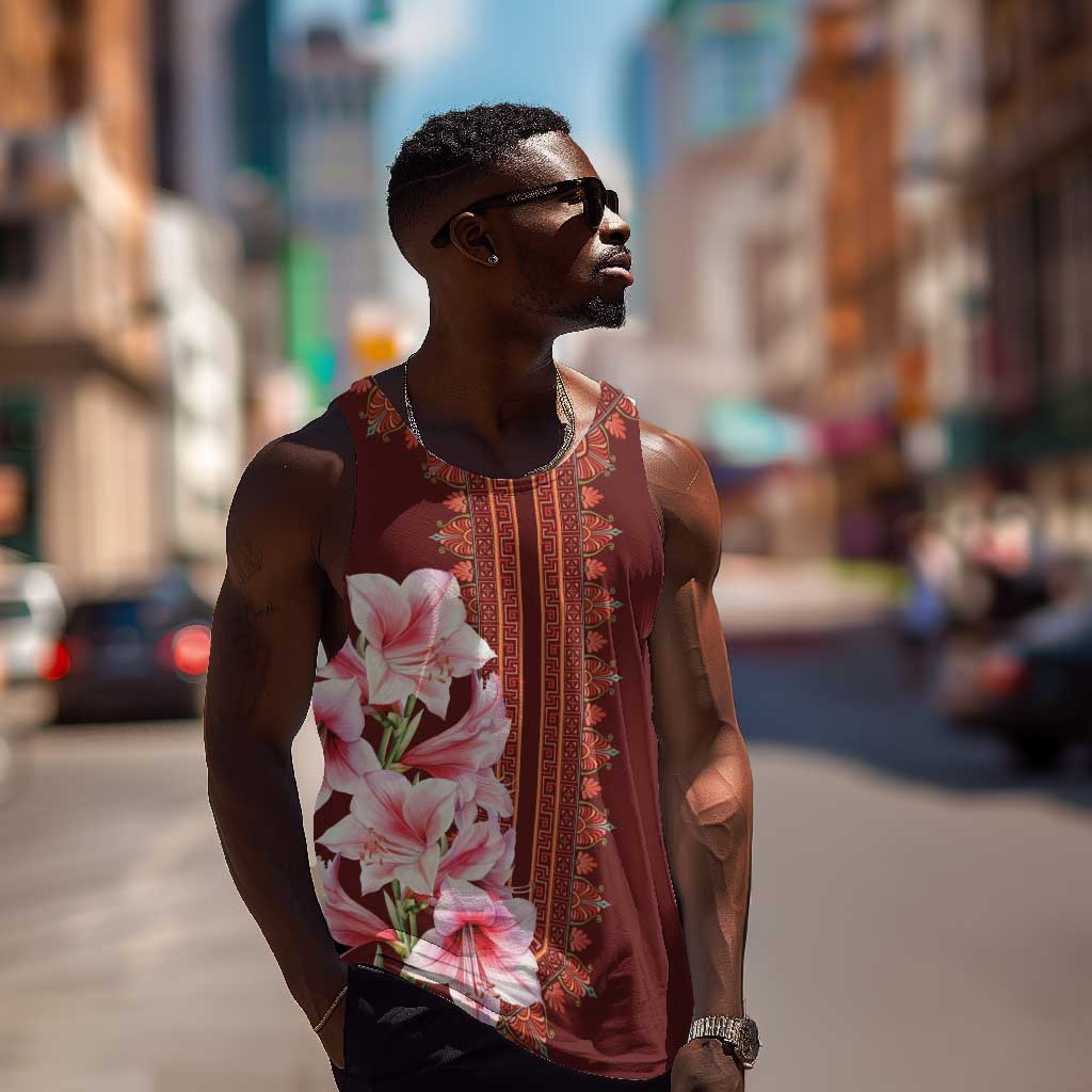 Africa Dashiki Men Tank Top With Belladonna Lily