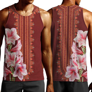 Africa Dashiki Men Tank Top With Belladonna Lily