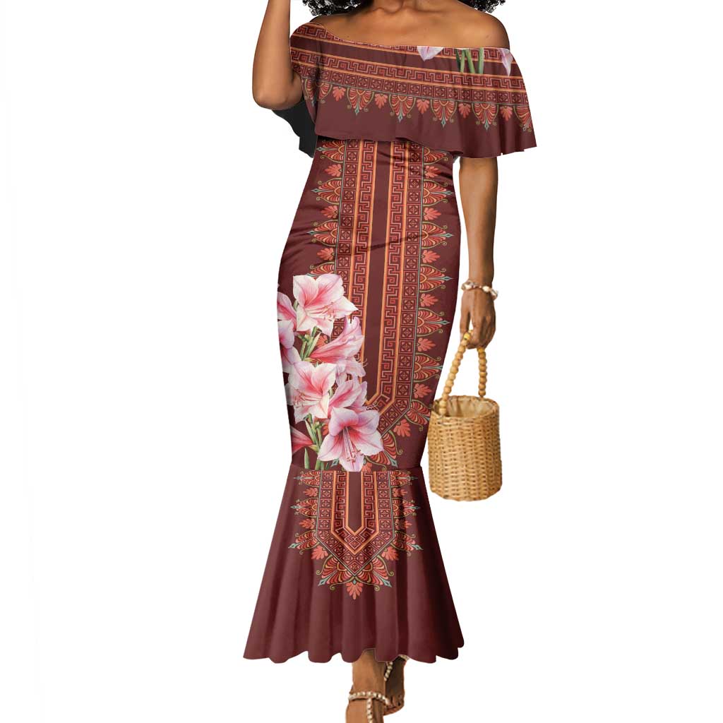 Africa Dashiki Mermaid Dress With Belladonna Lily