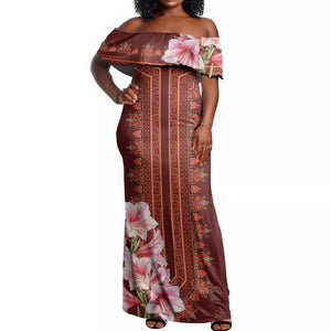 Africa Dashiki Off Shoulder Maxi Dress With Belladonna Lily