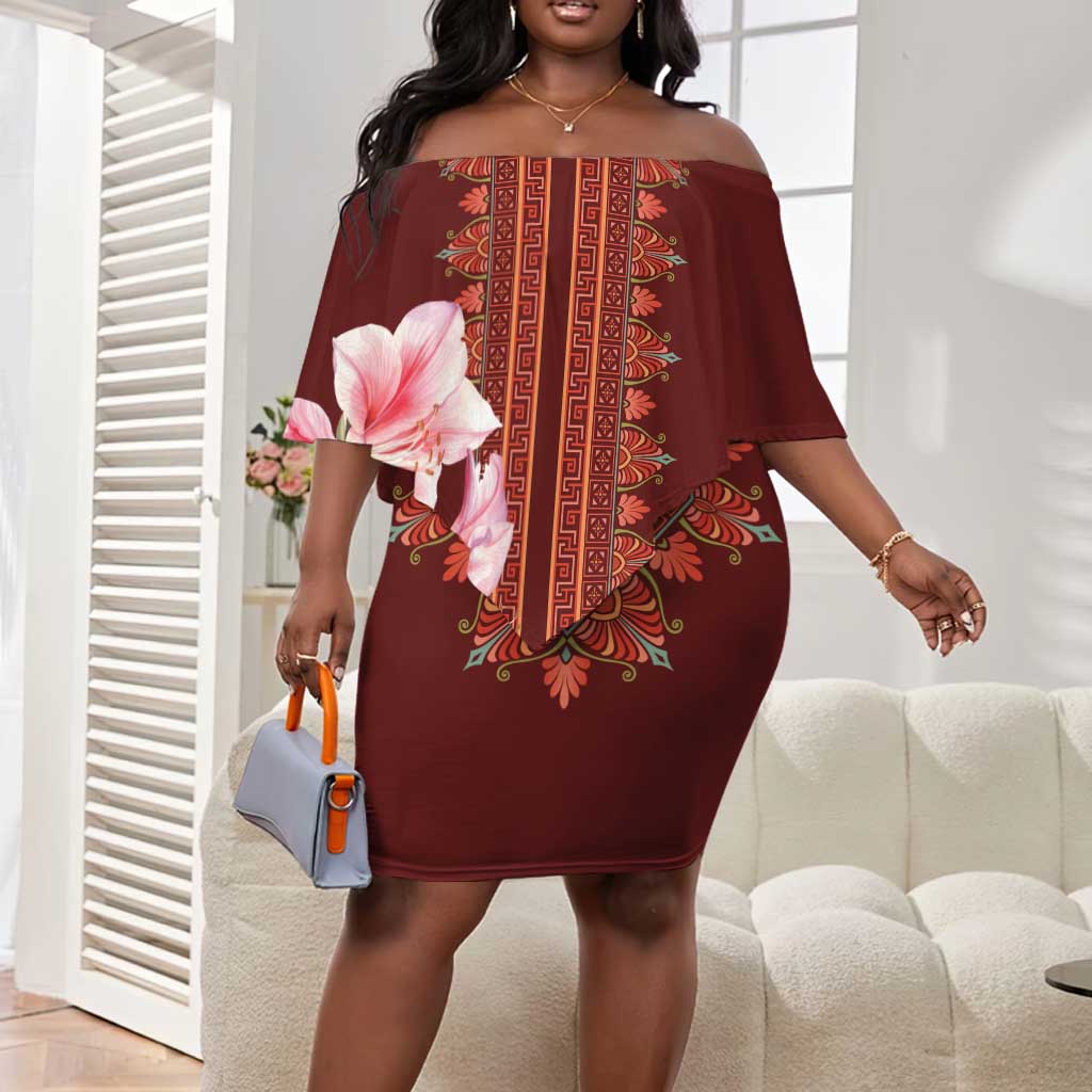 Africa Dashiki Off Shoulder Short Dress With Belladonna Lily LT18