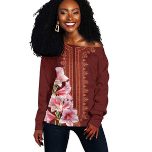 Africa Dashiki Off Shoulder Sweater With Belladonna Lily