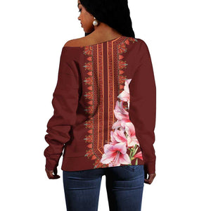 Africa Dashiki Off Shoulder Sweater With Belladonna Lily