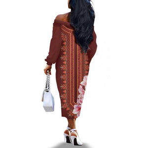 Africa Dashiki Off The Shoulder Long Sleeve Dress With Belladonna Lily