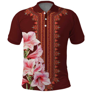 Africa Dashiki Polo Shirt With Belladonna Lily