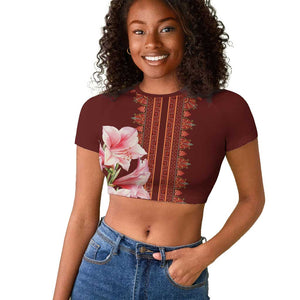 Africa Dashiki Raglan Cropped T shirt With Belladonna Lily