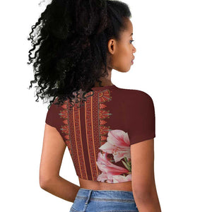 Africa Dashiki Raglan Cropped T shirt With Belladonna Lily