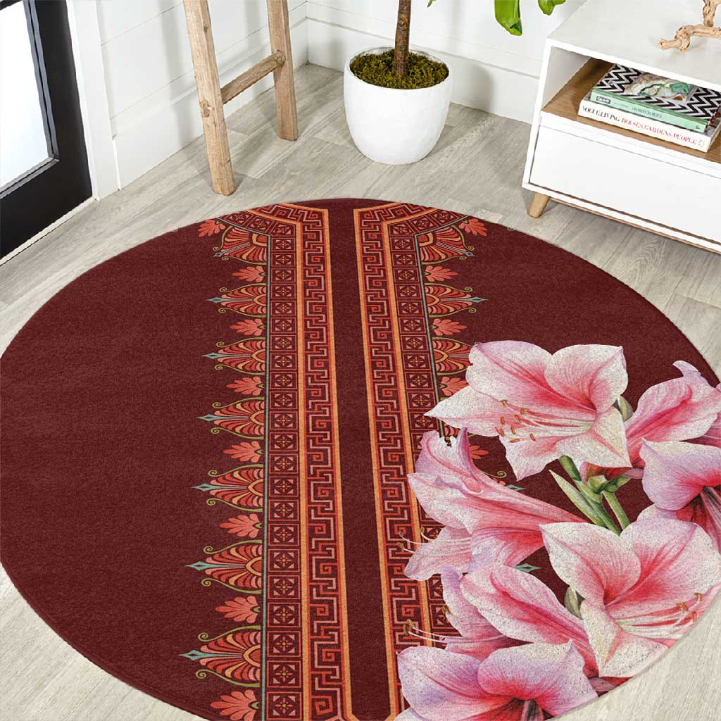 Africa Dashiki Round Carpet With Belladonna Lily