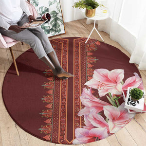 Africa Dashiki Round Carpet With Belladonna Lily