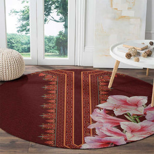 Africa Dashiki Round Carpet With Belladonna Lily