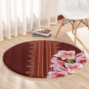 Africa Dashiki Round Carpet With Belladonna Lily