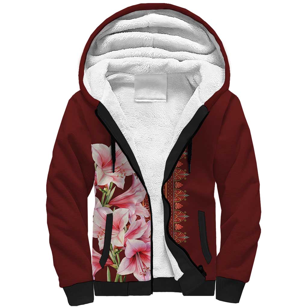 Africa Dashiki Sherpa Hoodie With Belladonna Lily