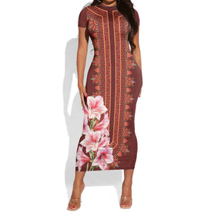 Africa Dashiki Short Sleeve Bodycon Dress With Belladonna Lily