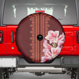 Africa Dashiki Spare Tire Cover With Belladonna Lily