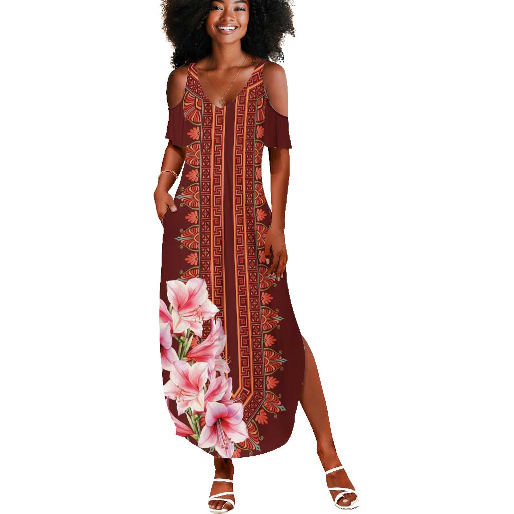 Africa Dashiki Summer Maxi Dress With Belladonna Lily