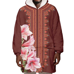 Africa Dashiki Wearable Blanket Hoodie With Belladonna Lily