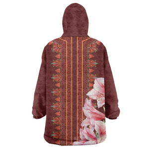 Africa Dashiki Wearable Blanket Hoodie With Belladonna Lily