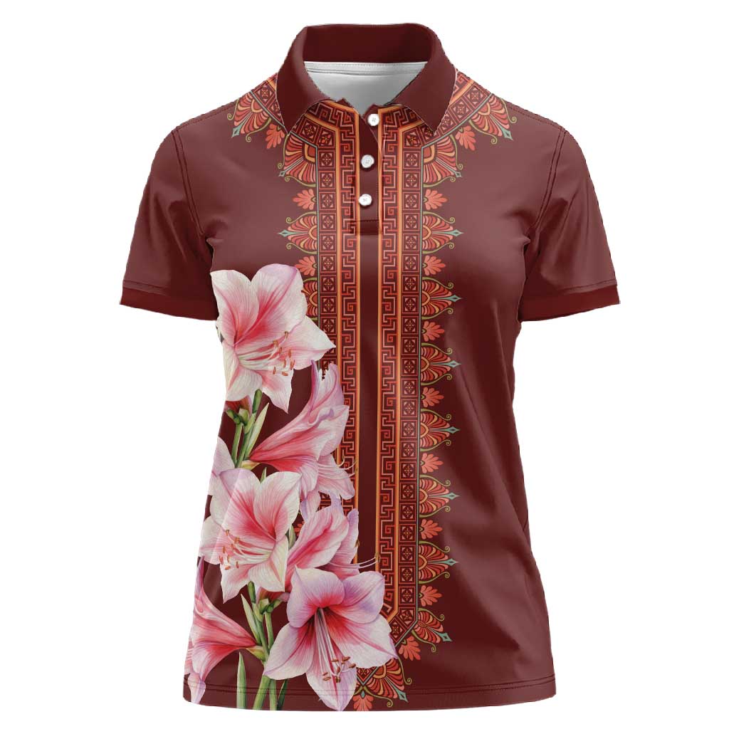 Africa Dashiki Women Polo Shirt With Belladonna Lily