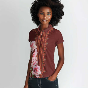 Africa Dashiki Women Polo Shirt With Belladonna Lily