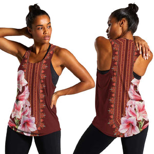 Africa Dashiki Women Racerback Tank With Belladonna Lily