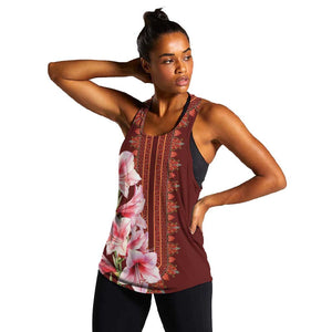 Africa Dashiki Women Racerback Tank With Belladonna Lily