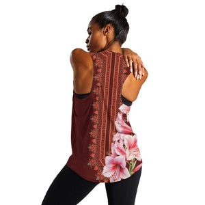 Africa Dashiki Women Racerback Tank With Belladonna Lily