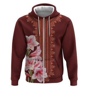 Africa Dashiki Zip Hoodie With Belladonna Lily