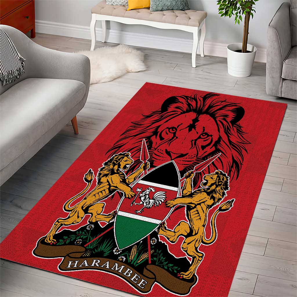 Kenya Area Rug Coat Of Arms With Kente Patterns