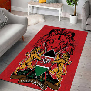 Kenya Area Rug Coat Of Arms With Kente Patterns