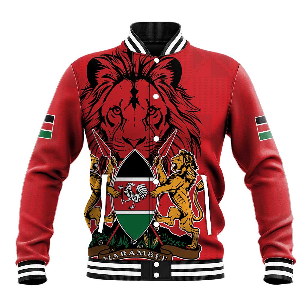 Kenya Baseball Jacket Coat Of Arms With Kente Patterns LT18