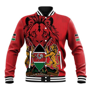 Kenya Baseball Jacket Coat Of Arms With Kente Patterns LT18