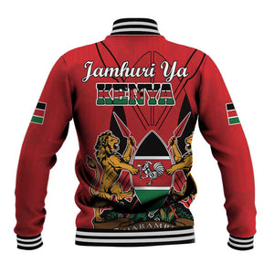 Kenya Baseball Jacket Coat Of Arms With Kente Patterns LT18