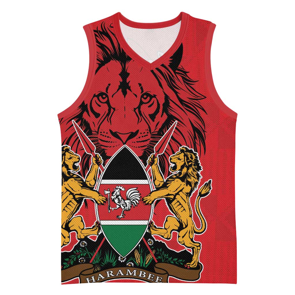 Kenya Basketball Jersey Coat Of Arms With Kente Patterns LT18