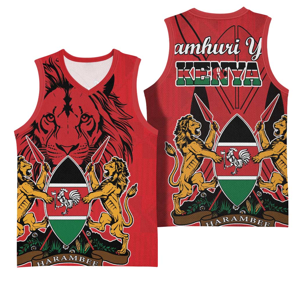 Kenya Basketball Jersey Coat Of Arms With Kente Patterns LT18