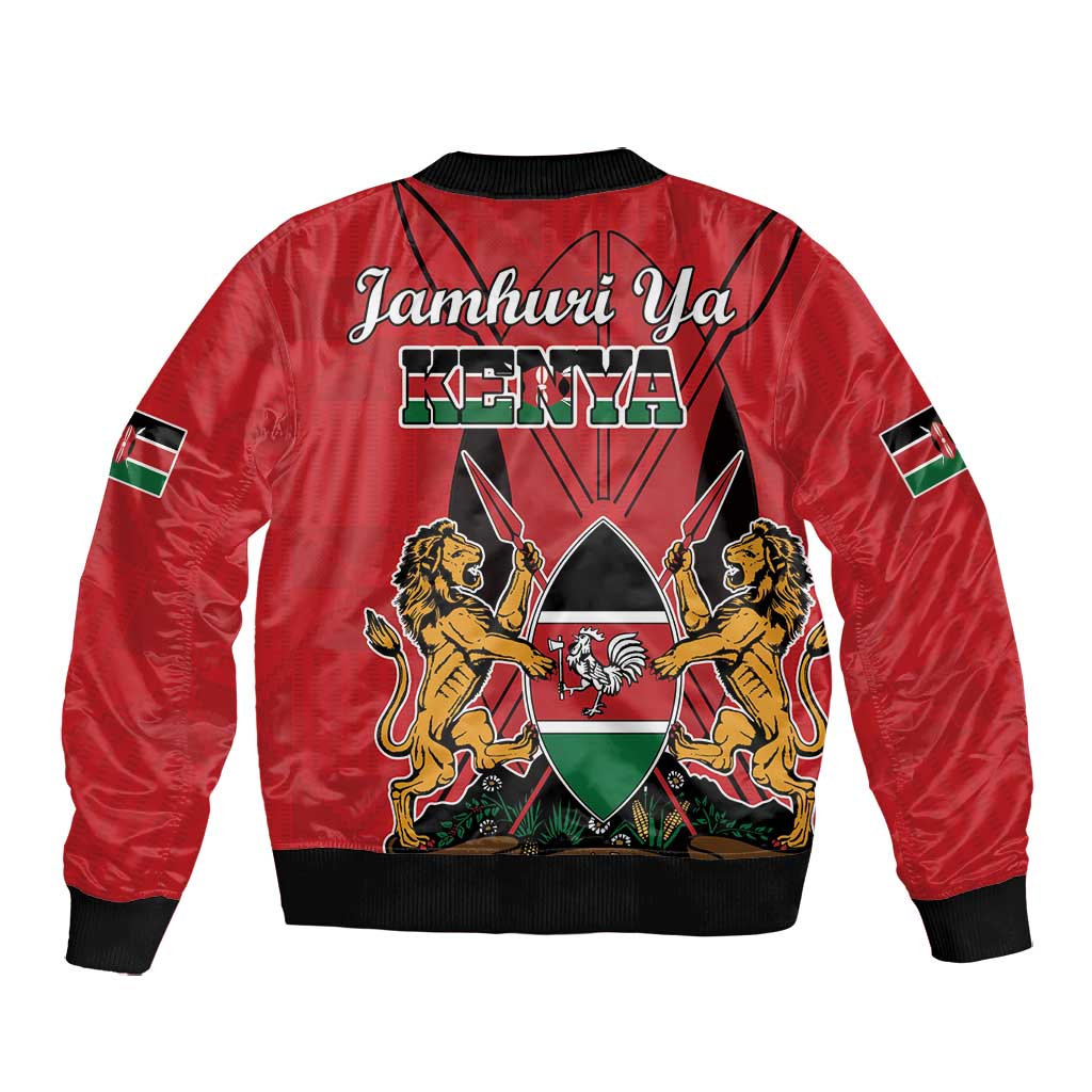 Kenya Bomber Jacket Coat Of Arms With Kente Patterns
